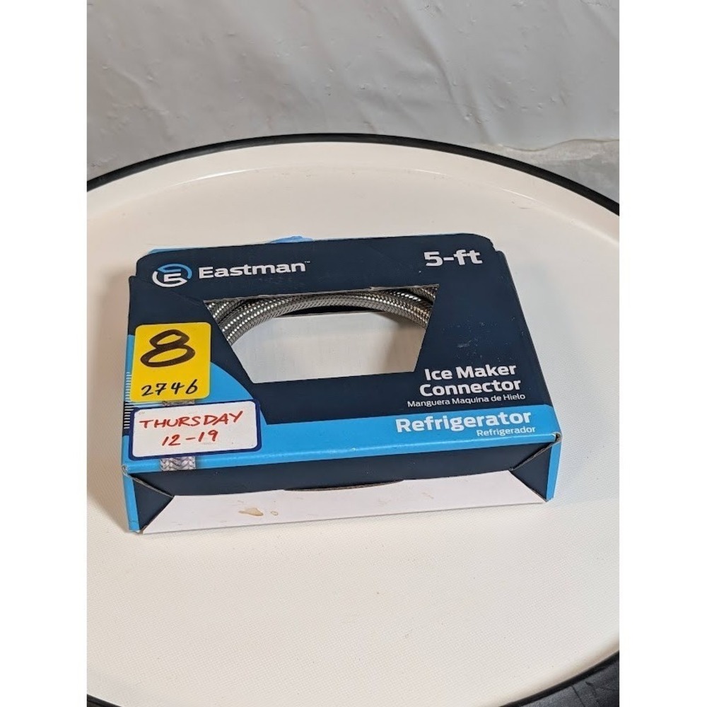 Eastman Ice Maker Connector Refrigerator 5ft Silver New Braided Stainless Steel